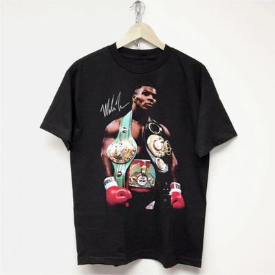 TEMU Men's Boxing Graphic T-shirt - 100% Cotton Casual Short Sleeve, Black With Colorful Belt & Championship Ring Design, Sizes S-4xl, Machine Washable, Fit Image