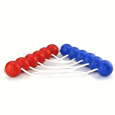 TEMU 6pcs Ladder Toss Game Set - Durable Pp Outdoor Throwing Balls With Vibrant Red/, Includes Backyard Beach Games, Family Parties And Backyard Activities Image