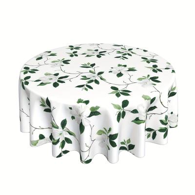 TEMU 1pc, Spring Tablecloth, Round Green Watercolor Polyester Table Cloth With , Washable & Reusable For Indoor Dinner, Outdoor Picnic, Home Parties, Kitchen & Dining Decor, Outdoor Table Cloth Image