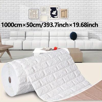 TEMU 3d Brick Pattern Self-adhesive Wall Sticker, 3/5/10 Meter Roll Pack, Waterproof Anti-collision Wallpaper, Commercial Space/children's Room Decoration Image