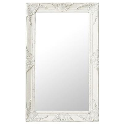 TEMU Baroque Style Wall Mirror 50x80 Cm White, Antique Look, Decorative Baroque Pattern, Beveled Edge, Wall Mount Image