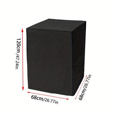 TEMU 1pc Black Polyester Waterproof Furniture Cover With Drawstring Closure - Tear-resistant, Protection For Patio Table, Garden, Courtyard, Or Backyard, Patio Furniture Covers Image