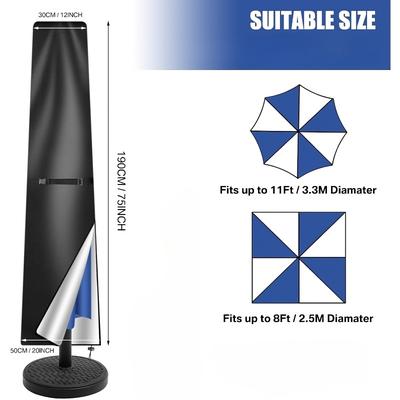 TEMU 1pc Umbrella Covers For Outdoor Umbrellas 6ft To 11ft, 420d Patio Parasol Umbrella Cover For Cantilever Offset Umbrella With Zipper For Anti-uv Rain Wind Dust Image