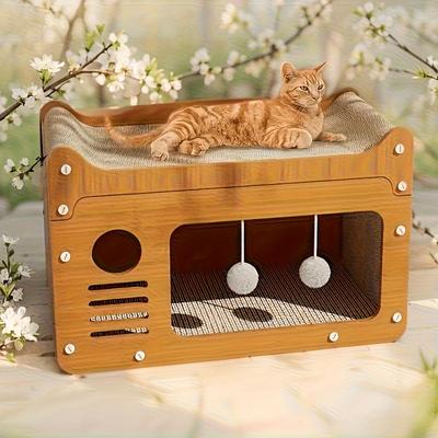 TEMU Extra Large And Style Cat Scratcher With Nest, Hanging Balls, Must-have Pet Furniture, Cats' Companion, Most Toy Image