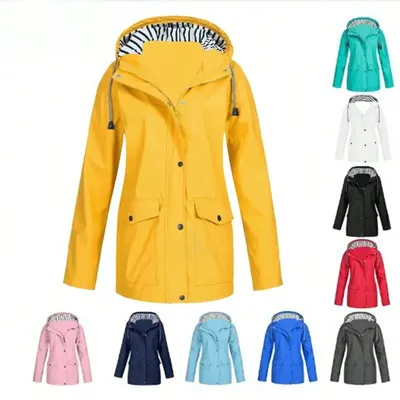 Rain Jacket Women Rain Coats For Women Waterproof Long Hooded Trench Coats Windbreaker Travel Jacket
