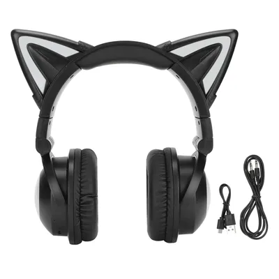 Cat Ear Bluetooth Headset Stereo Headset with Microphone LED Cute Cat Headset for Girls Children Cat Ears Headphones