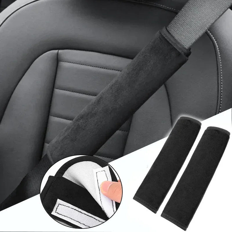 2/4Pcs Auto Innen Weiche Plüsch Schulter Pads Anti Strangulation Stoßstange Gürtel Komfortable Sitz Gürtel Abdeckung Auto Zubehör Image