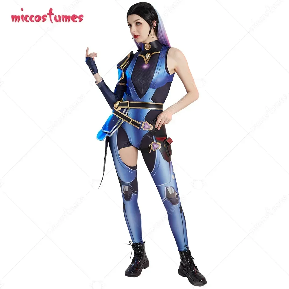 Miccostumes Damen Reyna Bodysuit Cosplay Kostüm mit Hosen und Ohrringen für Damen Halloween Cosplay Kostüm Image