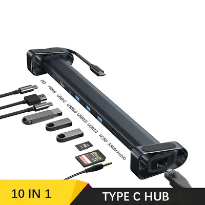 USB Typ C 3,0 Hub Splitter mit HDMI PD 100W Schnell ladung Hoch geschwindigkeit daten übertragung Image