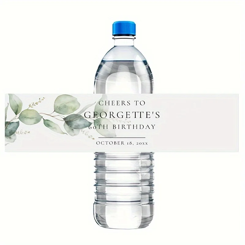 30 Stück individuelles Etikett für Hochzeitswasserflaschen, Etikett für Hochzeitswasserflaschen, modernes Etikett für Hochzeitswasserflaschen, bedruckte personalisierte Wat Image