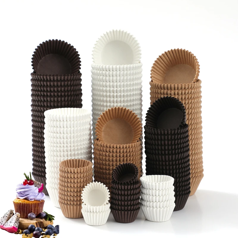 Lebensmittelqualität 100/500/1000 Stück Backförmchen Cupcake Muffin Liner Pappbecher Backformen Fettdichte Verpackungen Cupcakes Kuchenwerkzeuge Image