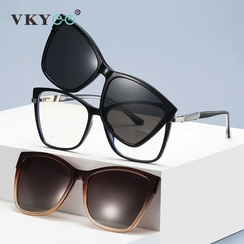 VICKY Mode Neue Design TR90 Polarisierte Magnetische Clip-on Sonnenbrille Männer und Frauen Polarisierte Sonnenbrille Optische Myopie Gläser Image