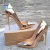 Plus Größe 46 Frauen Spiegel Champagner Gold Party Kleid Schuhe Elegante Damen Hochhackige Pumps 8
