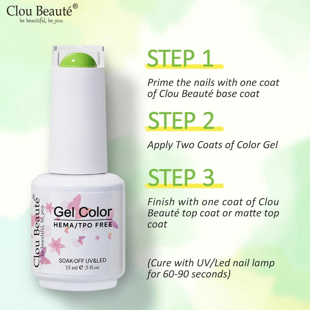 Clou Beaute 15 ml HEMA TPO FREE Gel Nagellack Sommer Rot Grün Pastal Nail Art Lacke Gel Lack Top Base Coat UV Gel Nagel Image