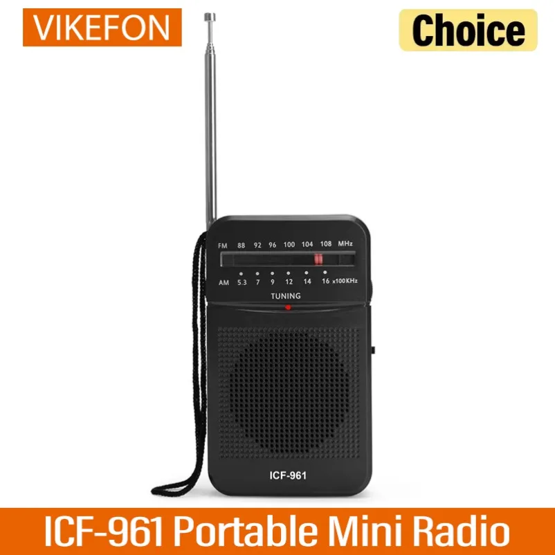 ICF-961 Mini-Radio, FM-AM, FM, batteriebetrieben, tragbares Radio, bester Empfang, langlebig, für Laufen, Gehen, Zuhause, Soundbox Image