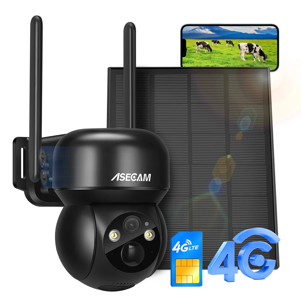 ASECAM 4G Solarkamera 8MP 4K Outdoor PTZ Wireless PIR Menschenerkennung Eingebauter 15000Mah Akku CCTV Sicherheitsüberwachung Ubox Image