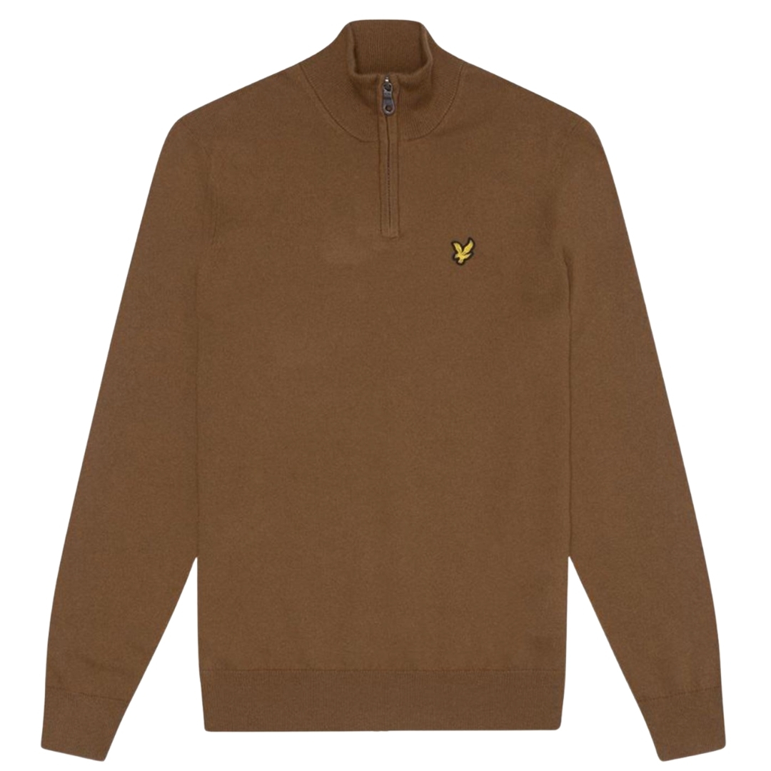 Lyle & Scott Plain Branded Cotton Merino Quarter Zip Wild Nettle Pullover Image