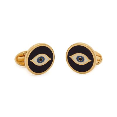 Halcyon Days Gold and Enamel Evil Eye Cufflinks