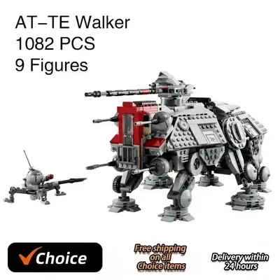 At-te 1082PCS All Terrain Machine Walker Machine with 9 Mini Figures MOC Building Blocks Battle