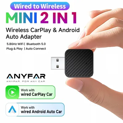 2025 New Wired to Wireless CarPlay 2 in1 Mini Adapter Android Auto Smart Box Plug and Play Auto