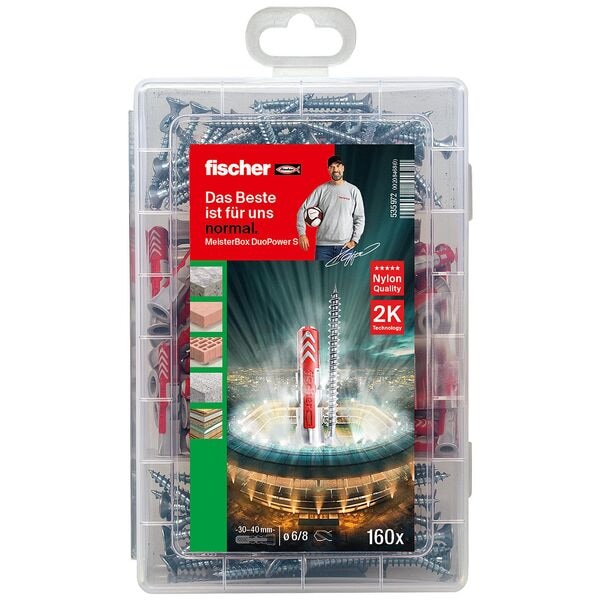 fischer Dübel- und Schrauben-Sortiment »Meister-Box Wohnraum« 160 Stück grau