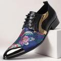 scarpe eleganti da uomo con motivo floreale blu e oro: scarpe formali eleganti per feste eleganti e incontri sociali