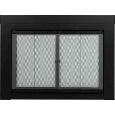 Hearth AT-1002 Ascot Fireplace Glass Door, Black, Large