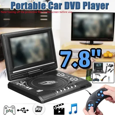 US/EU 7.8 Inch 16:9 Widescreen 270° Rotatable LCD Screen Home Car TV DVD Player Portable VCD MP3