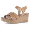 Keilsandalette GABOR, Damen, Gr. 42, braun (hellbraun), Ziegenveloursleder, unifarben, modisch, Schuhe, Plateau, Sommerschuh, Riemchensandale mit Best Fitting Ausstattung