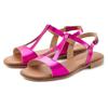 Sandale LASCANA "Sommerschuh", Damen, Gr. 35, pink, Obermaterial: 100% Rindsleder. Decksohle: 100% Textilmaterial. Laufsohle: 100% Synthetik, unifarben, metallic, feminin, Schuhe, aus Leder im Metallic-Look, Sandalette, Sommerschuh