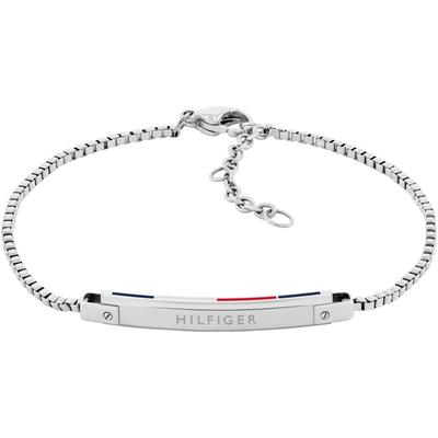Armkette TOMMY HILFIGER "LINEAR, 2780952, 2780953", weiß (edelstahlfarben, blau, rot, weiß), Armbänder, Damen, Edelstahl, mit Emaille Image