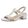 Sandalette MARCO TOZZI, Damen, Gr. 41, weiß (weiß kombiniert), Lederimitat, Textil, kontrastfarbene Details, glänzend, elegant, Schuhe, Blockabsatz, Riemchensandale, Abendschuh mit Feel Me-Ausstattung