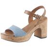 Sandalette MARCO TOZZI, Damen, Gr. 39, blau (jeansfarben, braun), Textil, Lederimitat, modisch, Schuhe, Blockabsatz, Plateau, Riemchensandale mit verstellbarer Schnalle
