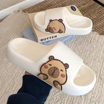 TEMU Xixitiao ' Cute Cartoon Capybara Slides - Lightweight, Breathable Eva Slippers For &, Home, Bathroom, And Outdoor Play, Brown With Adorable , Slippers Image