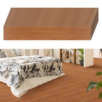 TEMU 18pcs/36pcs Wood Grain Vinyl Flooring Tiles, 91,5 X 15,2 Cm (l X B) Peel And Stick Pvc Floor Stickers, Removable For Home Decor, Living Room, Bedroom, Dining Room, Dorm Image