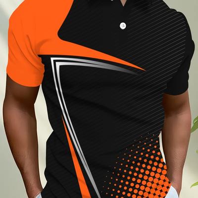 TEMU Men' Style Short Sleeve Shirt With 3d Print - , Button-up Collar, Machine Washable, Summer Casual Wear, Short Sleeve Shirts Image