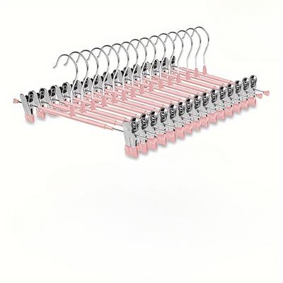 TEMU 10pcs Pink 12-inch Adjustable Clip Hangers For Pants, Skirts, Jeans & Clothes - Space-saving Metal Hangers With Polished Finish, Durable Plastic-coated Clips For Secure Hold, Clothing Organizatio Image