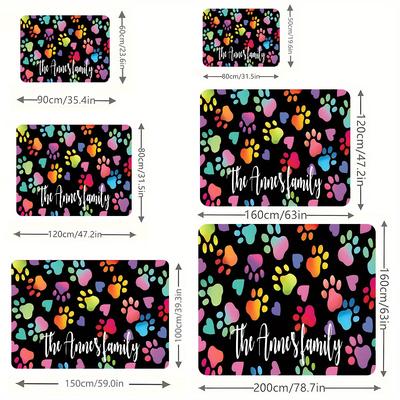 "TEMU Customizable Dog Paw Print Door Mat – Personalized "welcome To " Design, Non-slip Backing, Ideal For Front Door, Living Room, Bedroom, Kitchen, Indoor/outdoor Use, Dog Decor, Best For Christmas" Image