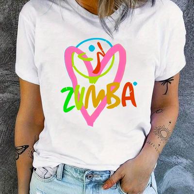 TEMU Dance Class Graphic Tee For Women - Casual Round Neck Short Sleeve T-shirt With Vibrant , Spring/summer/fall Image