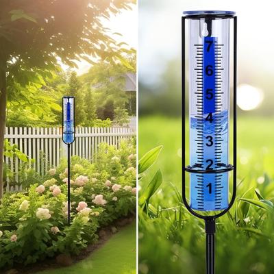 TEMU Rain Gauge With Large Clear Scale Adjustable Height High Visibility For Garden Yard Lawn Image