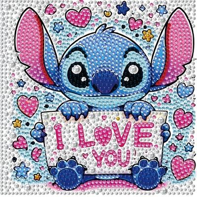 TEMU Stitch Themed Diamond Painting Kit, Paper Crystal, Plastic Doll Decoration, Home Decor Valentine's Day Gift 15x15cm/5.9x5.9in Image