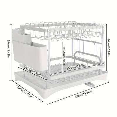 TEMU Kitchen Drain Rack Cutlery Rack Drain Rack Dish Drain White Image