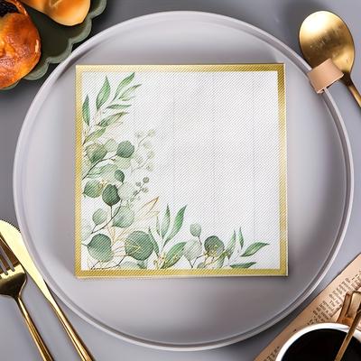 TEMU 40pcs Elegant Floral Print 2-ply Paper Napkins, 33x33cm - Weddings, Birthdays, Anniversaries & Holiday Party Table Decorations Image