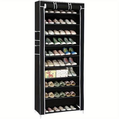 TEMU 10 Layer Shoe Rack, Shoe Cabinet, Shoe Rack, Dustproof For . 27 Pairs Of Shoes, Dustproof Shelves (58 X 28 X 160cm), Mounted Closet Systems Image