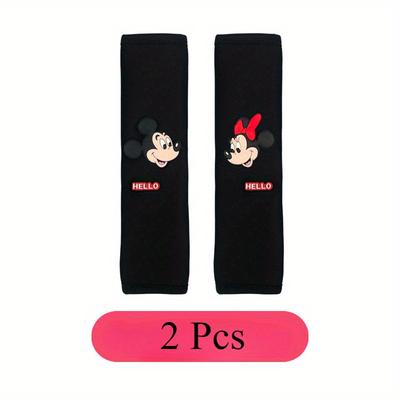 TEMU 2pcs Car Seat Belt Cover, Car Accessories, Polyester Cute Cartoon Printed Seat Belt Removable Soft Shoulder Pad Used As Holiday Gift Image