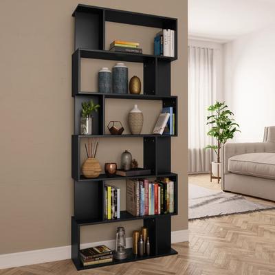 TEMU Bookshelf/room Divider Black 80x24x192 Cm Wooden Material Image