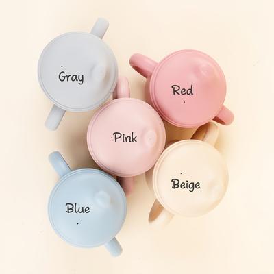 TEMU Personalized Engraved Silicone Sippy Cup For Babies 6 Months+ - Durable Baby Training Cup With Handle, 5 Colors (beige, Pink, Red, Green, Blue) - Baby Shower Gift For New Parents Image