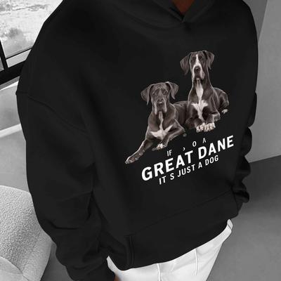 TEMU Men's Casual Hoodie With Print, 100% Polyester Knit Fabric, Loose Fit With Pockets, Non-stretch, Fall/winter Weekend Casual Wear, 250gsm - Red Image