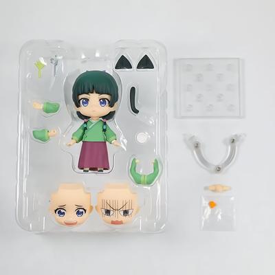 TEMU Anime-inspired Cute Cat Pvc Action Figure - Articulated, Green-haired Character With Pink Bags And , Collectible Figurine| Design|durable Pvc Material