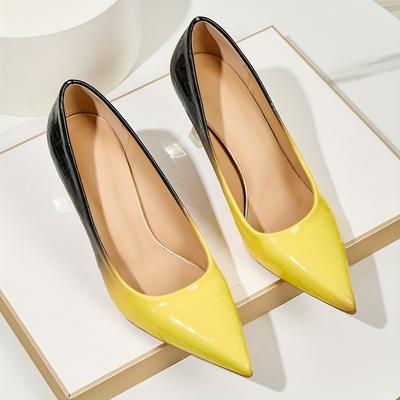 TEMU Stylish Pointed-toe Stiletto Pumps, Lightweight Slip-on Design, Non-slip Rubber Sole, Pointed Toe, Wear, High Heels Image